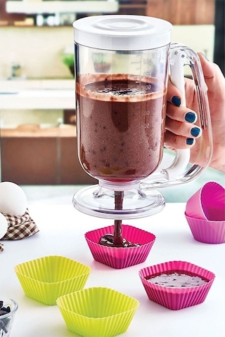 Pankek Dağıtıcı Hamur Porsiyonlayıcı Şekillendirici 900 Ml Dökme Aparatı Beyaz Beyaz