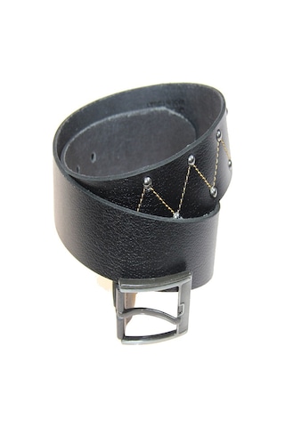 Hakiki Deri Erkek Metal Detaylı Dikişli Kot Kemeri 4,5 Cm Siyah