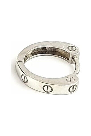 Çivi Detaylı 925 Ayar Gümüş Halka Tek Erkek Küpe