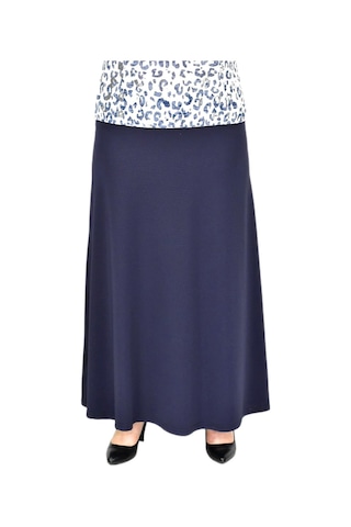 Kadın Uzun Lastikli Kloş Etek Bgl-st04728 Lacivert