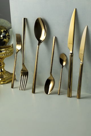 Aryıldız De Luxe S Gold Pvd 89 Parça Altın Çatal Kaşık Bıçak Takımı Altın