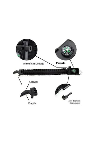 Sprenda Survival Bileklik Bıçak Pusula Ateş Başlatıcı Magnezyum Çok Renkli