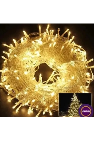 Yılbaşı Aydınlatması 100 Led Perde Hortum Sıcak Beyaz Işık Sarı