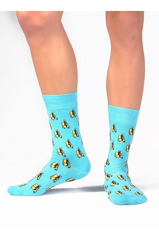 Ozzy Socks Moto Desenli Çorap Turkuaz