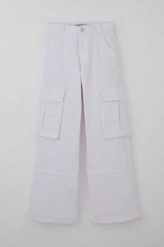 Escabel Kız Çocuk Gabardin Pantolon Kargo Cep Detaylı 10-14 Yaş, Beyaz