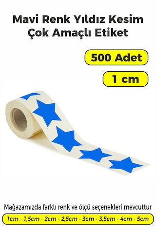 Mavi Renk Yıldız Kesim Sticker Etiket 1cm - 500 Adet Mavi Mavi Renk Yıldız Kesim Sticker Etiket 1cm - 500 Adet Mavi