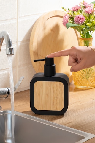 Porsima 3147 Banyo Ve Mutfak Sıvı Sabunluk 400ml Siyah-ahşap Ahşap - Siyah