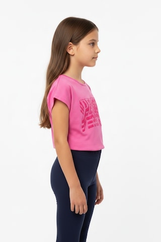 Toontoy Kids Toontoy Kız Çocuk Baskılı Bisiklet Yaka Kısa Kollu Tişört 22429 Fuşya