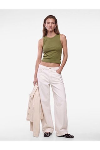 Koton Pamuklu Kaşkorse Slim Fit Kolsuz Bisiklet Yaka Fitilli Atlet Yeşil 7wak10011ek