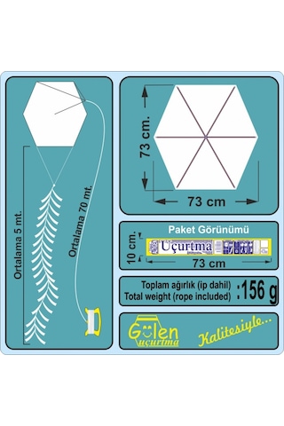 Naylon Altıgen Düzrenk Uçurtmalar Orta Boy