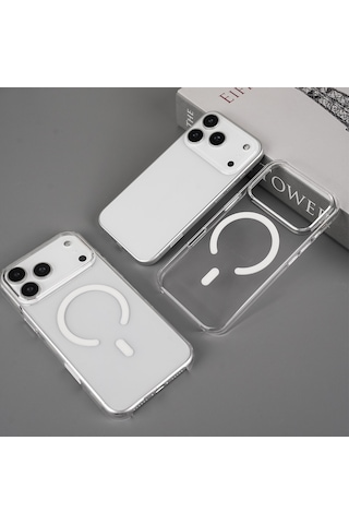 Jopus İphone 17 Pro Max Uyumlu Sararmaz Şeffaf Magsafe Kılıf Kristal Sert Mika Slim Kılıf Js-345 standart
