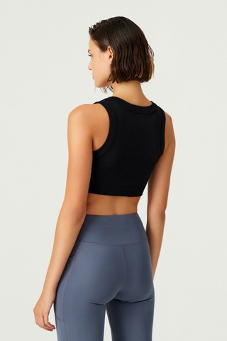 Los Ojos X Melodi Siyah Pamuklu Kalın Askılı Crop Top Tank Siyah