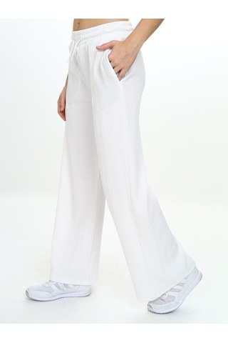 Denokids Kız Çocuk Geniş Paça Ekru Basic Eşofman Altı Renkli Ekru