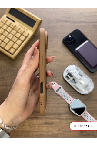 Apple iPhone 17 Air Uyumlu Kamera Korumalı Darbeye Dayanıklı Renk Atmayan Keep Silikon Kılıf Kahverengi