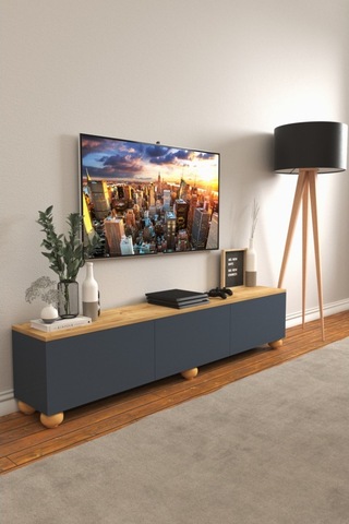 B3 Concept Nort Serisi Antrasit Safir Meşe 3 Kapaklı Tv Ünitesi