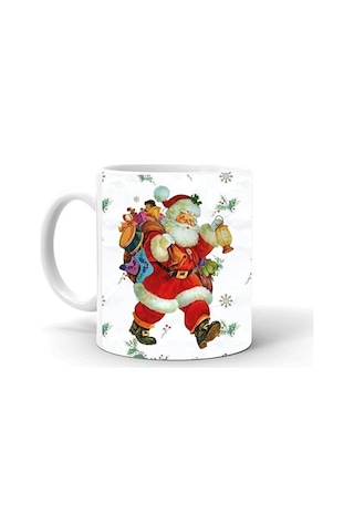 Yılbası Noel Temalı Baskılı Seramik Beyaz Kupa Yılbası Noel Temalı Baskılı Seramik Beyaz Kupa