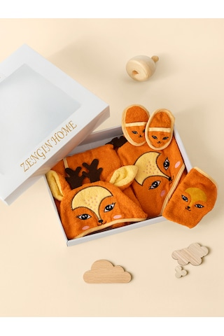 %100 Pamuk Kutulu Yenidoğan/bebek Bornoz Seti 4 Parça /...