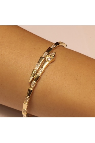 14 Ayar Altın Yılan Model Kelepçe Bilezik Sarı Altın