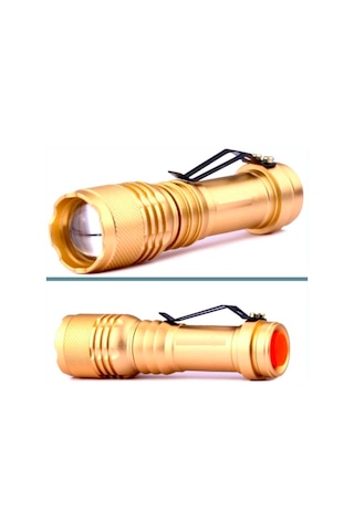 Omeniv Gold El Feneri 6000 Lümen Zoom Deprem Av Outdoor Kamp Altın