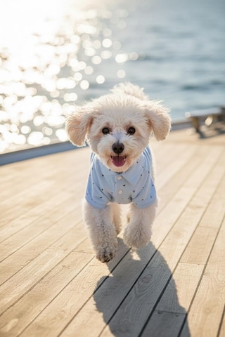 Miniş Marine Blue Küçük Irk Köpek Pike Kumaş Polo T-shirt-21582