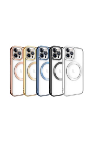 İphone Uyumlu 12 Pro Max Uyumlu Magsafe Wireless Şarj Özellikli Blt Setro Silikon-mavi