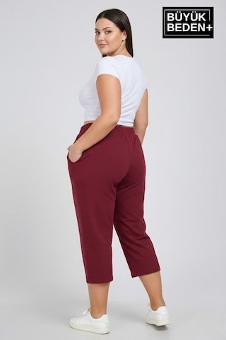 Süperlife Büyük Beden N Baskılı Kadın Şort Kapri Rahat Kalıp Cepli Bağcıklı 3xl-6xl Spr26bsrk591-19 Bordo