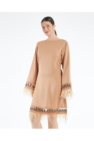 Serpil Exclusive Kadın Mini Elbise - Otriş Ve İşleme Detaylı - Modern Ve Şık Tasarım - Özel Gün Ve Davet İçin Elbise Siyah-haki Haki - Siyah