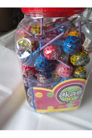 Akaş Fruity Lollıpop Karışık Meyve Aromalı Topitop Şeker 120 Adet