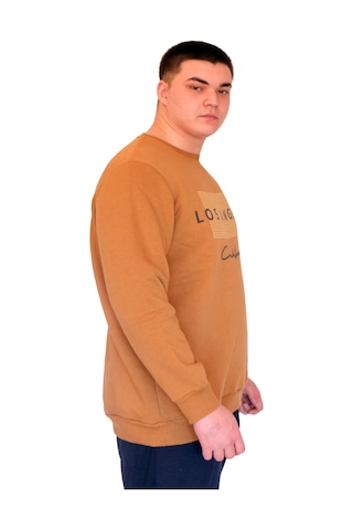 Mode Xl Büyük Beden Erkek Sweatshirt Bisiklet Yaka Los Angeles U24561 Camel Camel