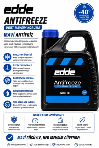 Edde Araba Araç Oto Antifriz Mavi 3 L Dört Mevsim