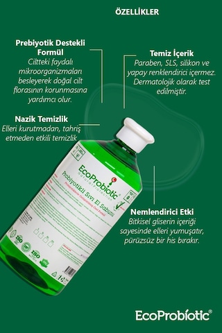 Ecoprobiyotic Temiz İçerik Çocuk Dostu Koruyucu Bakım Probiyotikli Sıvı El Sabunu 1 L