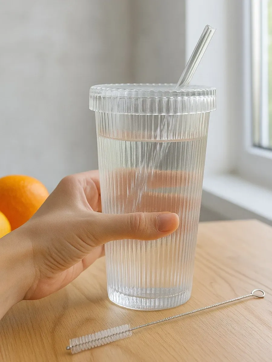 Glassreflection Pipetli Ve Kapaklı Cam Bardak 171123776 Beyaz