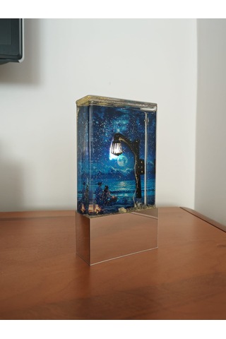 Işıklı Nostaljik Gümüş Sokak Lambası - Dekoratif Gece Lambası Gold