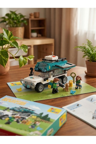 Ogi Mogi Toys Eğitici Bloklar Işıklı Mavi Karavan 298 Parça,  Yapı Seti