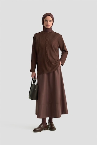 Armine Örgü Desenli Kazak 25kd7004 Kahverengi Kahverengi