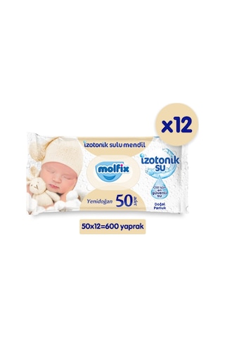 Molfix Izotonik Sulu Mendil Yenidoğan 50 Li X 12 Adet 600 Yaprak