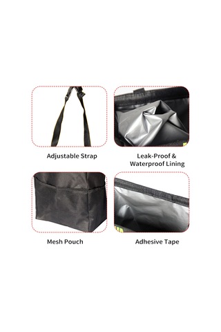 Monyee Siyah Oksford Kumaş Araç Çöp Kutusu - 13l Su Geçirmez Arka Sandalye Askılı Depolama Çantası