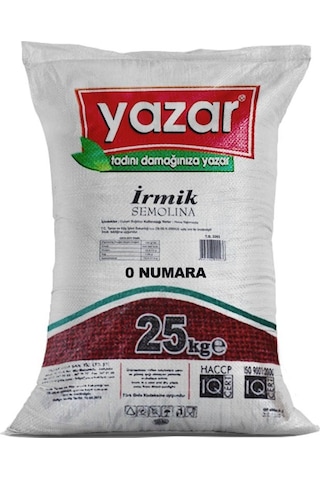 Yazar İrmik 0 Numara 25 KG Yazar İrmik 0 Numara 25 KG