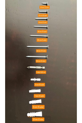 327 Parça 13 Çeşit Vida Seti, Dübelli Sunta Vidası,takım Çantalı