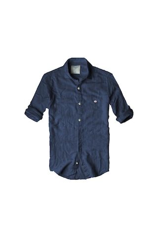 Gulf Bird Slim Fit İtalyan Kesim Gerçek Keten Gömlek Lacivert