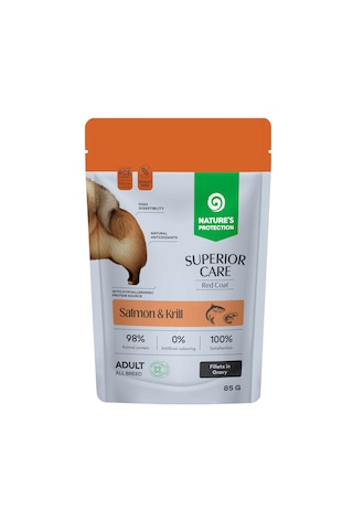 Nature S Protection Superior Care Kızıl Tüylü Köpekler İçin Somonlu & Krilli Sos İçinde Yaş Köpek Maması 85g