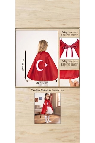 Trendmirend 29 Ekim Ve 23 Nisan İçin Parlak Kırmızı Saten Bagcıklı Ve Parmaklıklı