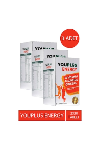 Youplus Energy 12 Vitamin 8 Mineral Ginseng 3 x 30 Tablet