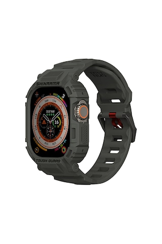 Watch Ultra 49mm Uyumlu 2in1 Tpu Kasa Koruyuculu Silikon Kordon Skinarma Mecha Yeşil Yeşil