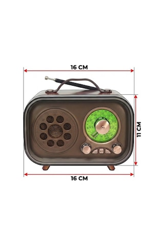 Retro Bluetooth Radyo Hoparlör Usb Tf Kart Aux Fm Taşınabilir Nostaljik Tasarım