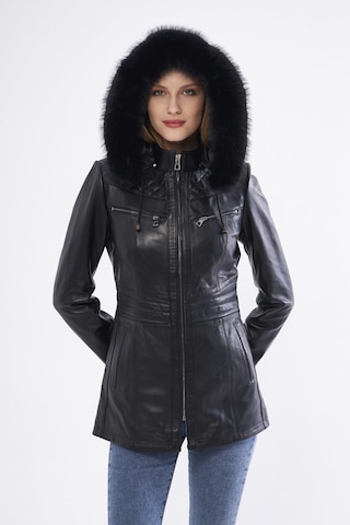 Derinss Dka2332 Hakiki Deri Kadın Siyah Mont 001
