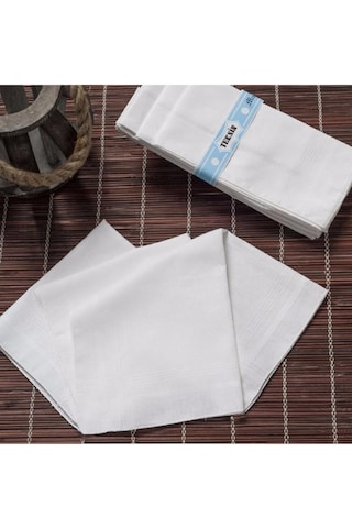 Teksin 36x36 Cm. Bir Düzine 12 Adet Mendil Tm Beyaz Beyaz
