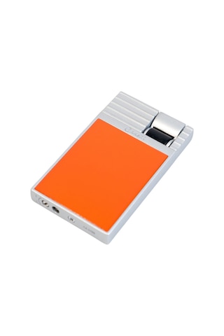 Caseti Tek Torch Perde Alev Turuncu Gümüş Metal Puro Çakmağı