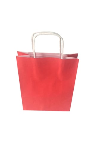 Kraft Kırmızı Çanta 25X31X12 ( 25 Adet ) ( Kağıt Poşet Çanta )