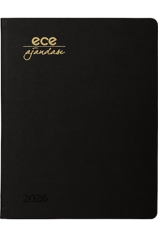 Ece Ajandası Alaçatı 2026 Siyah - Haftalık 110gr. İthal Kağıt Lastikli 18,5x23,5 Siyah